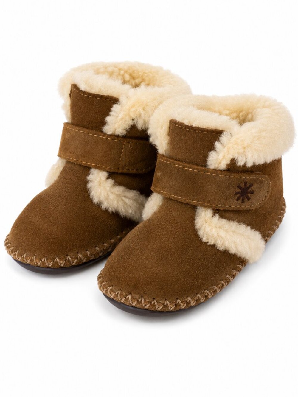 LL Bean Toddlers Shearling Suede Boots Brown Winter Booties Size 5 6